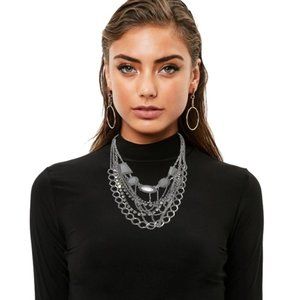 NWOT Multi-Chain & Rhinestone Victorian-Gothic Necklace